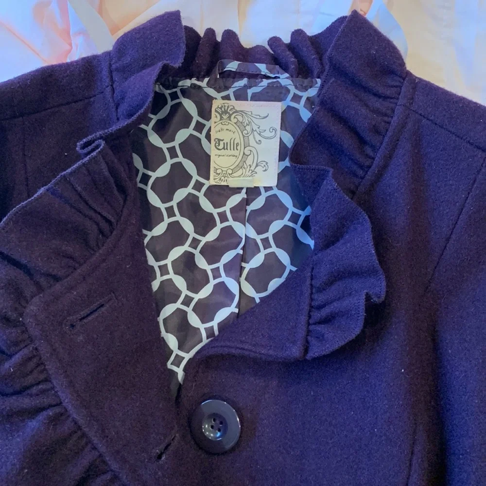 Tulle Purple Ruffle Peacoat - Picture 6 of 10